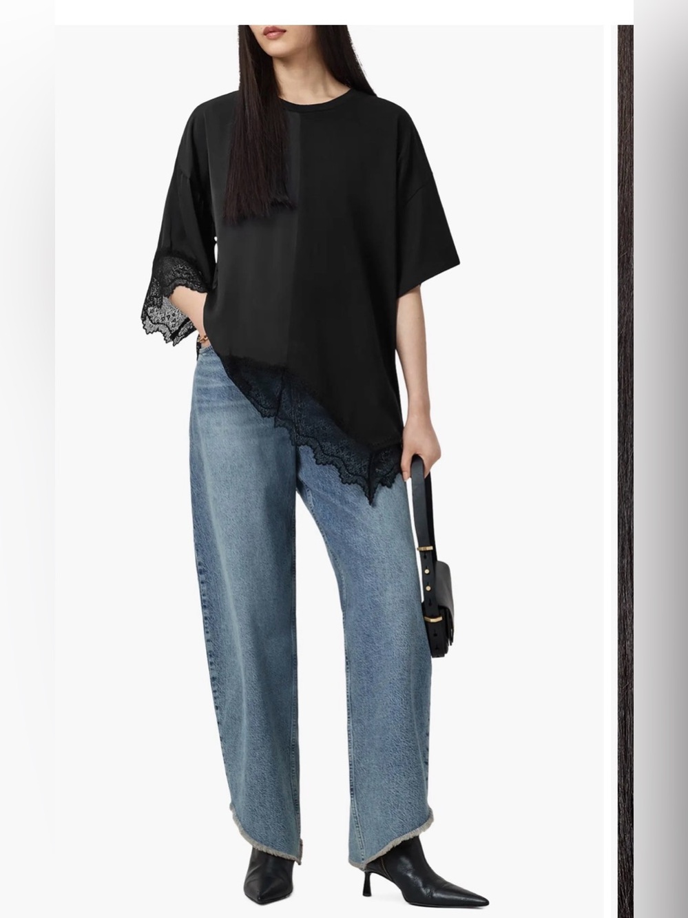 AllSaints Lenny Lace T-Shirt in black NWT